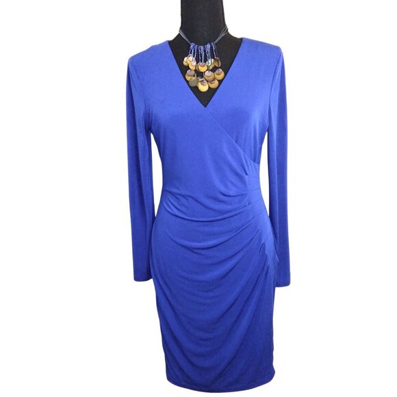 CALVIN KLEIN BLUE WRAP DRESS - SIZE 8 - Picture 1 of 3